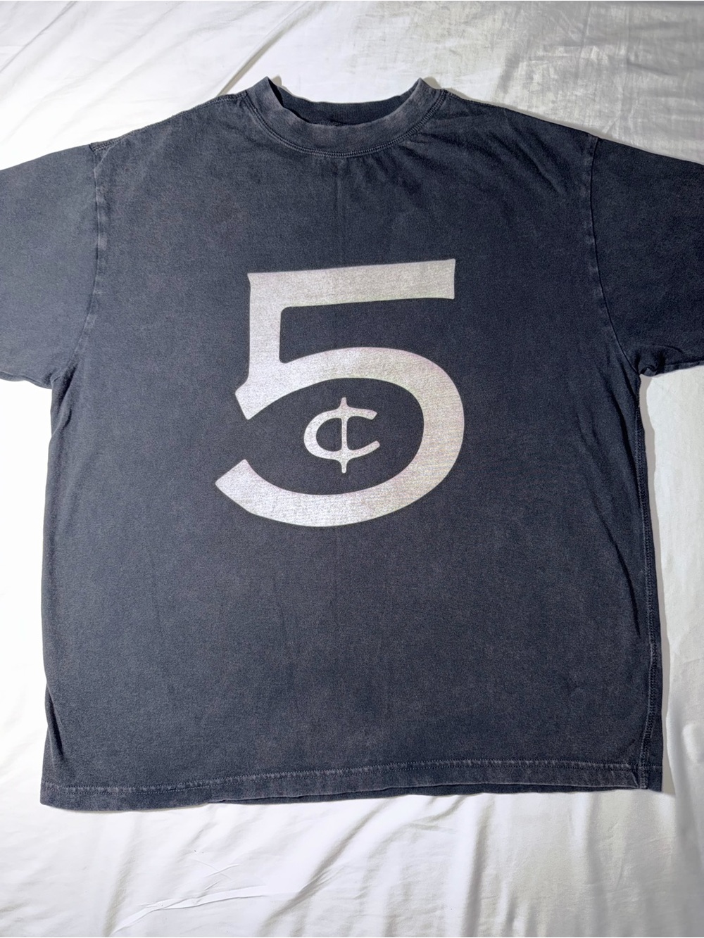 Black Graphic Tee with Large Number 5 Print